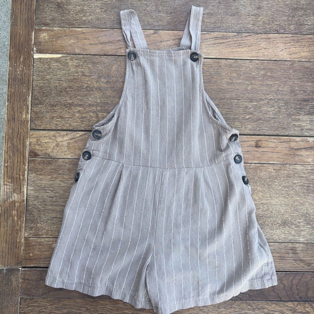 Urban Romantics brown and white striped overall women’s size